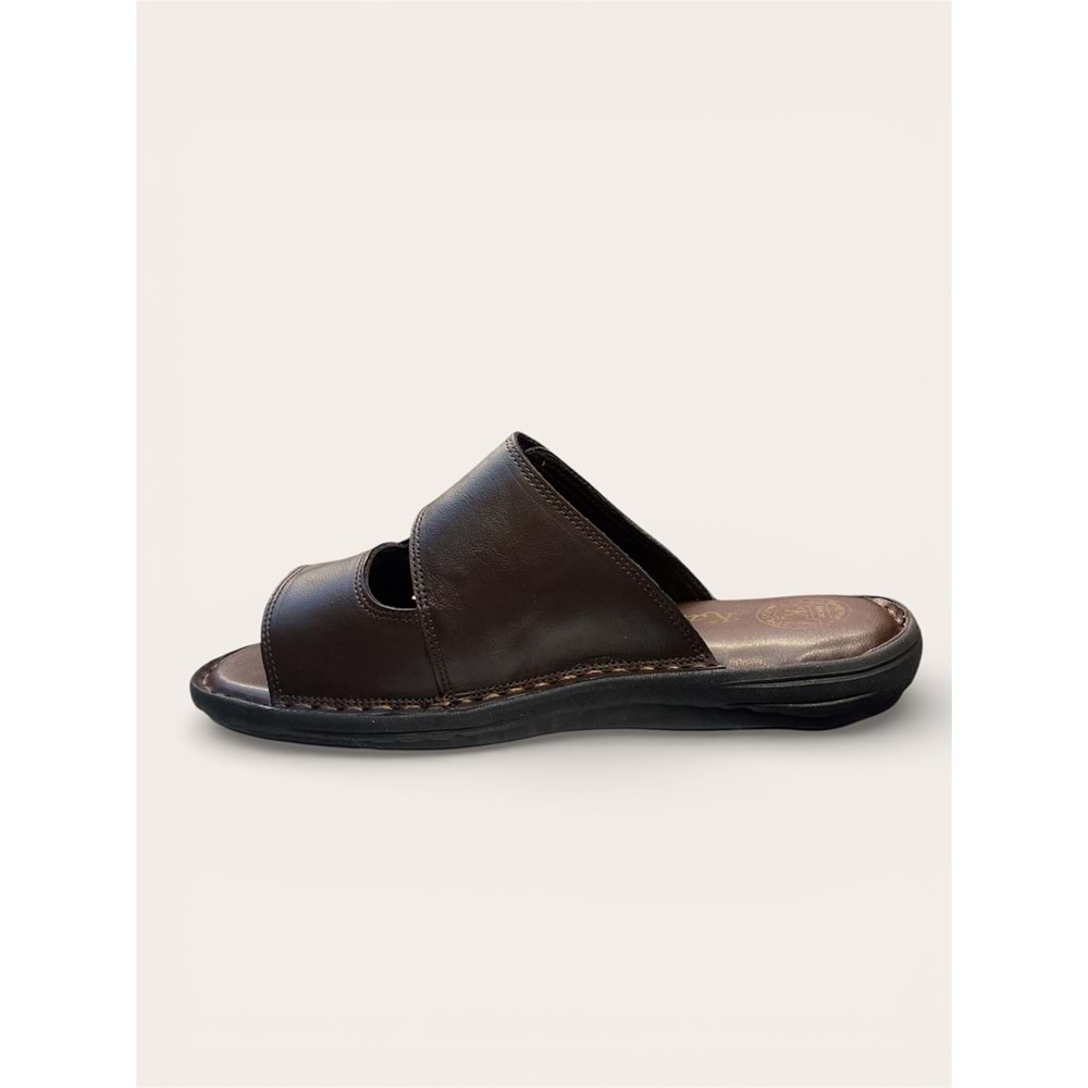 Kristal Kr.336 Tam Ortopedik Cırtlı Erkek Terlik - Kristal - Kr.336 - Kahverengi - 40