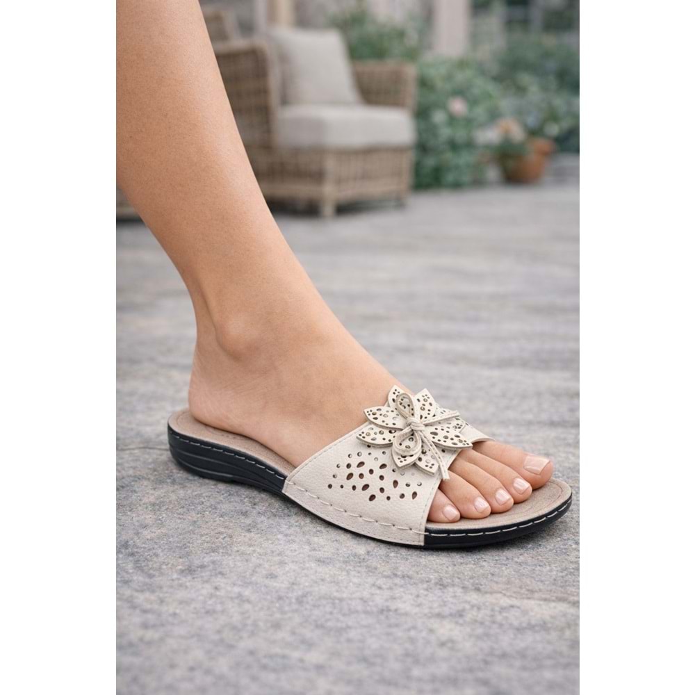 Carla Verde Tam Ortopedik Kadın Terlik - Carla Verde - 5780.56 - Bej - 40