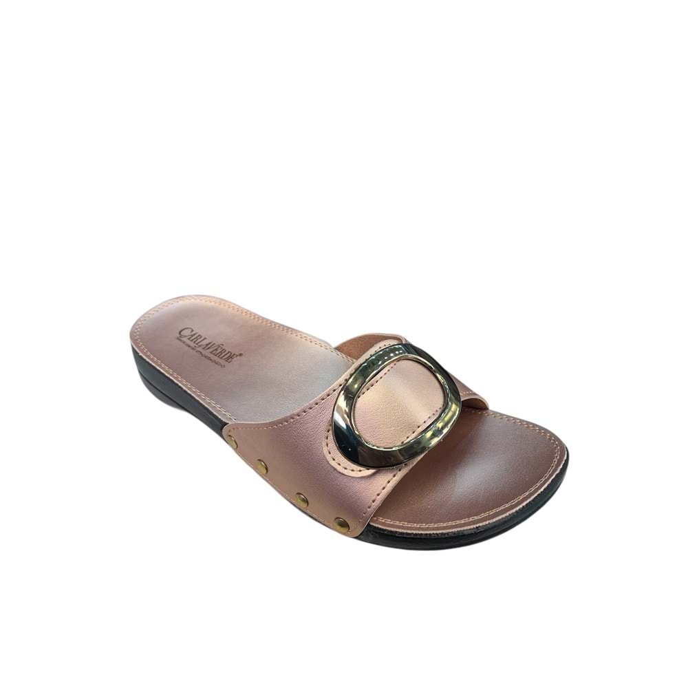 Carla Verde Tam Ortopedik Tokalı Kadın Terlik - Carla Verde - MN0105.50 - Altın - 40