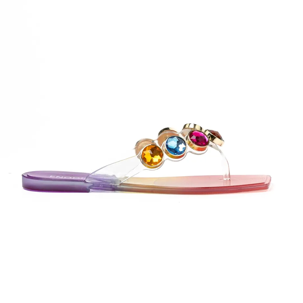 Kristal En-J9001 Kadın Yazlık Parmak Arası Terlik Kaymaz Taban Plaj Havuz Deniz Terliği - Kristal - En-J9001 - Gökkuşağı - 36