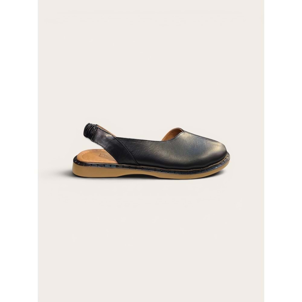 Kristal Bel.26662 Tam Ortopedik Deri Önü Kapalı Kadın Sandalet - Kristal - Bel.26662 - Siyah - 40