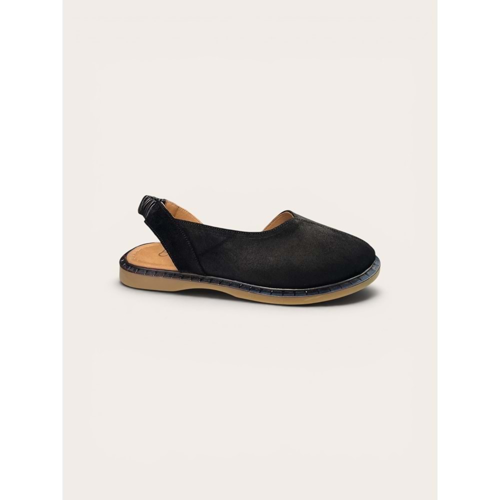 Kristal Bel.26662 Tam Ortopedik Deri Önü Kapalı Kadın Sandalet - Kristal - Bel.26662 - Suet Siyah - 40