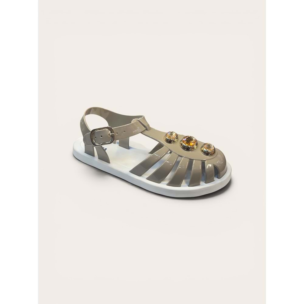 Kristal E.J-9006-1 Tam Ortopedik Önü Kapalı Plaj Sandaleti - Kristal - En.J-9006-1 - Vizon - 40