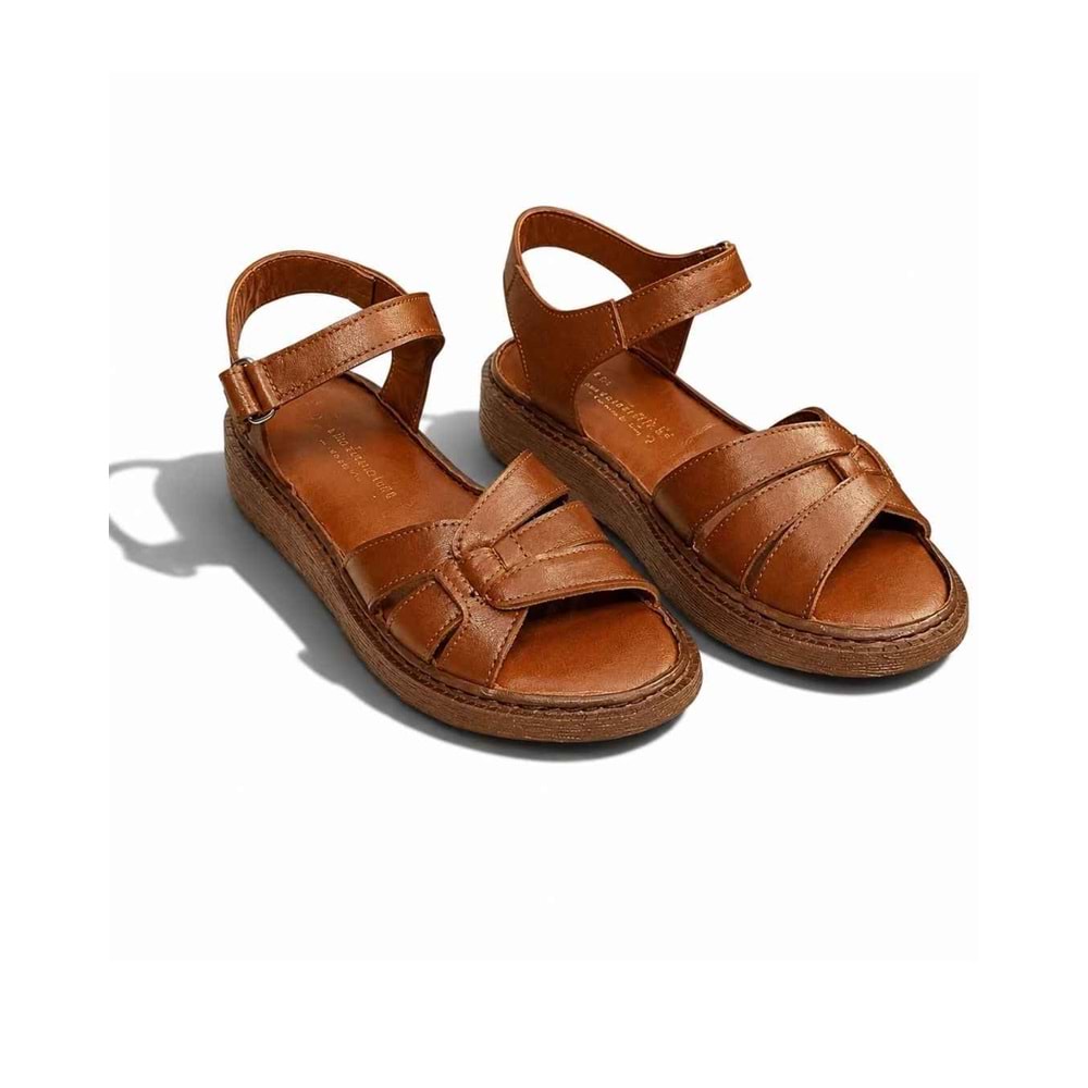 Kristal Mtf.11 Tam Ortopedik Hakiki Deri Kadın Sandalet - Taba - 40