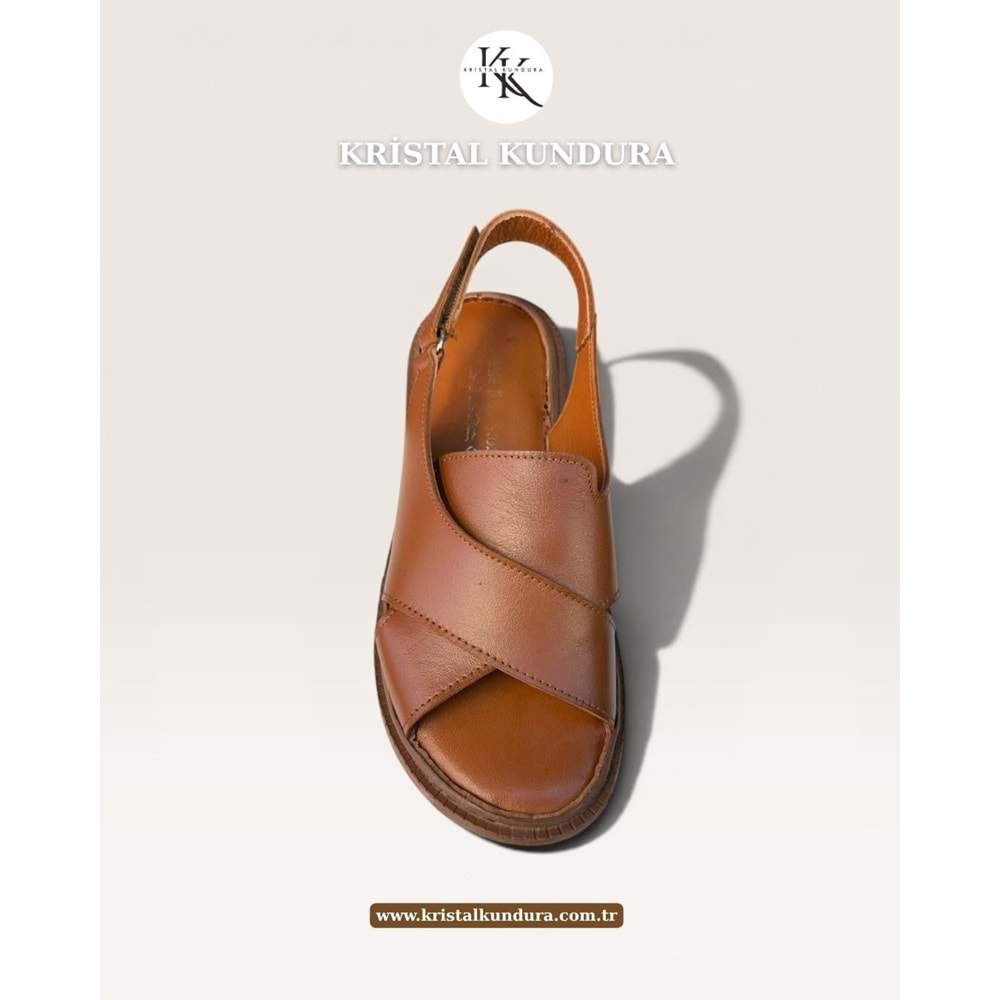 Kristal Mtf.12 Tam Ortopedik Hakiki Deri Kadın Sandalet - Taba - 40