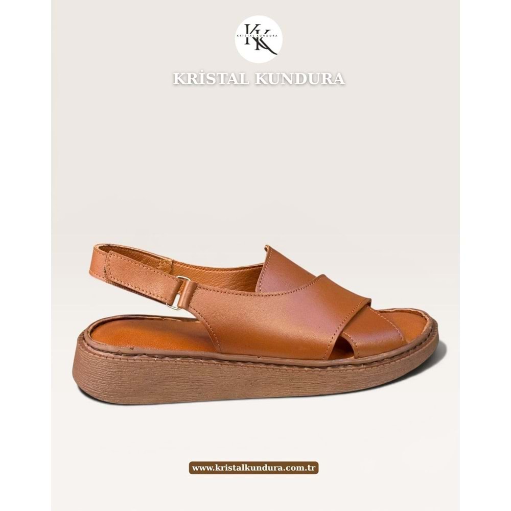 Kristal Mtf.12 Tam Ortopedik Hakiki Deri Kadın Sandalet - Taba - 40