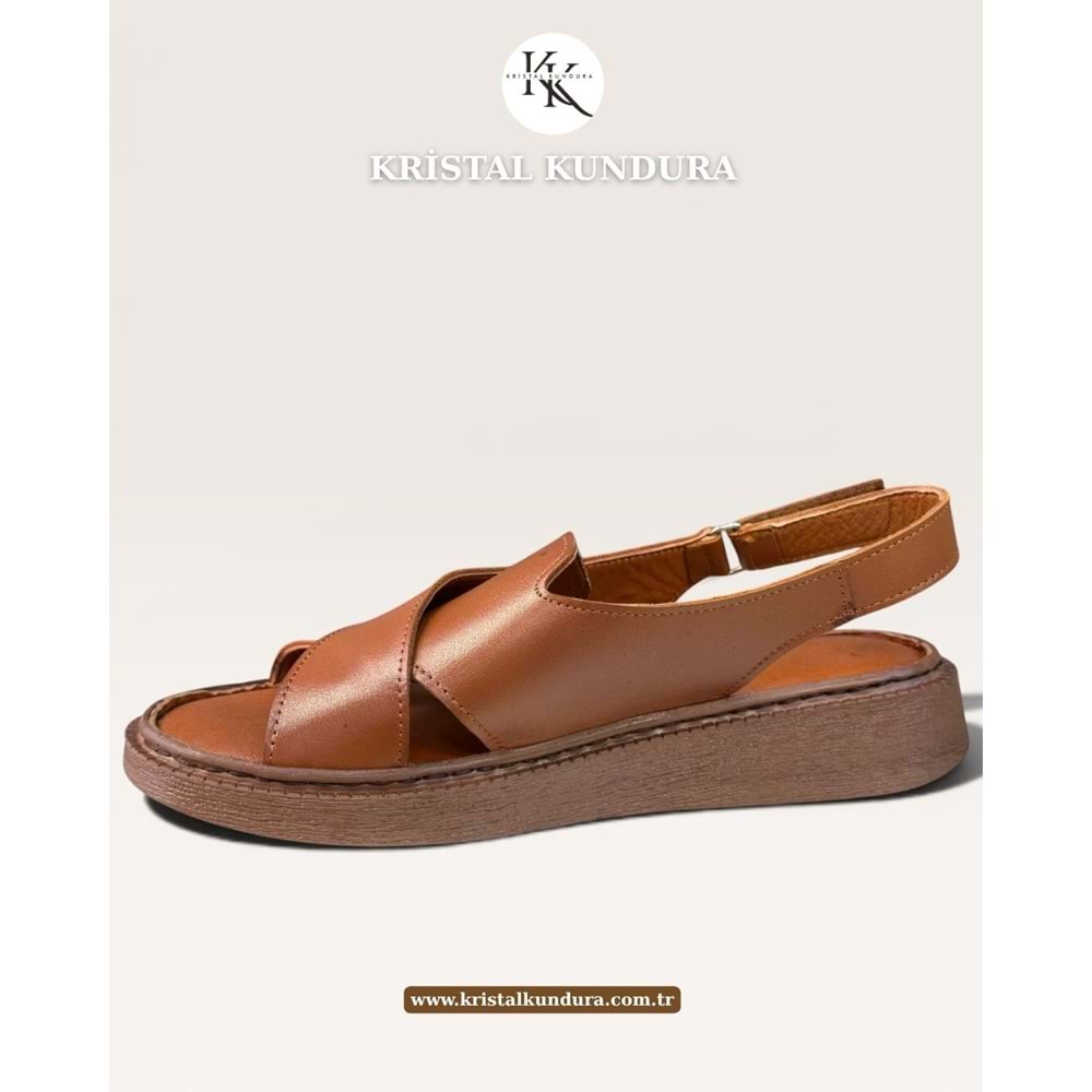 Kristal Mtf.12 Tam Ortopedik Hakiki Deri Kadın Sandalet - Taba - 40