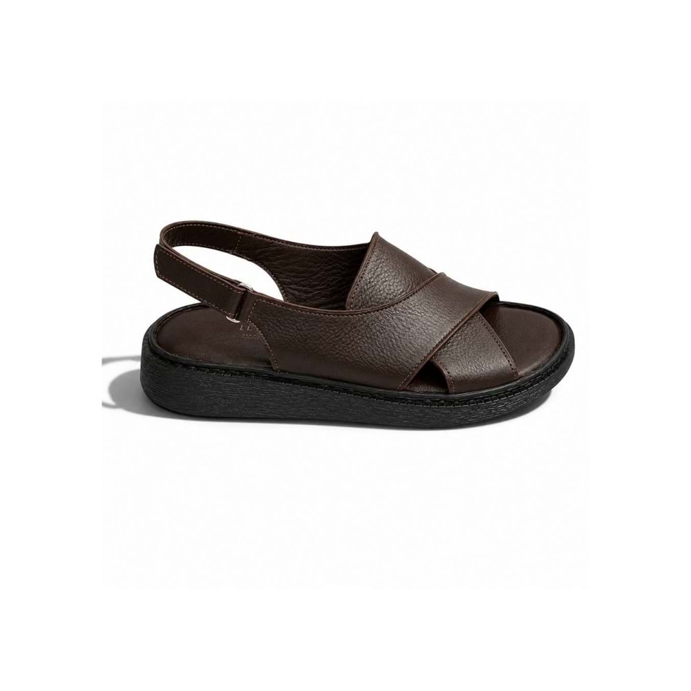 Kristal Mtf.12 Tam Ortopedik Hakiki Deri Kadın Sandalet - Kahverengi - 40