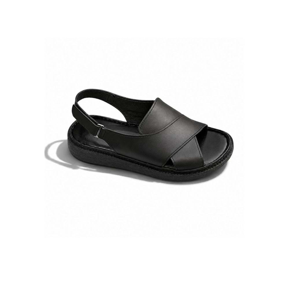 Kristal Mtf.12 Tam Ortopedik Hakiki Deri Kadın Sandalet - Siyah - 37