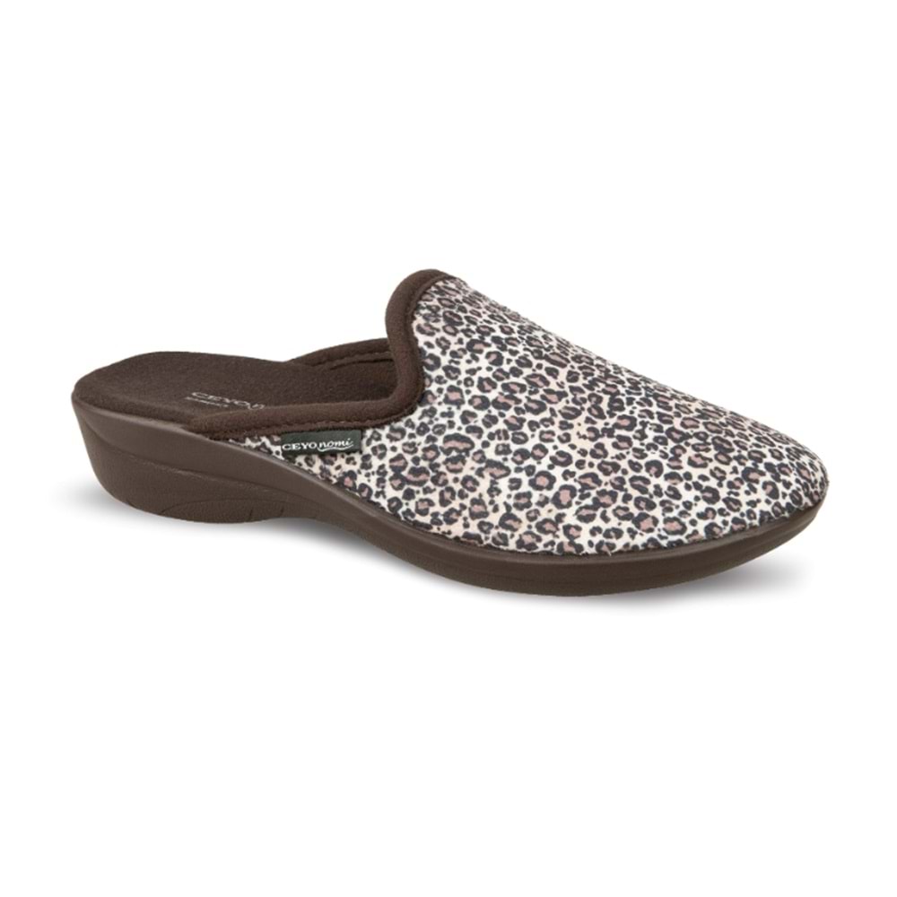 Ceyo Ramona-27 Tam Ortopedik Leoparlı Kadın Kışlık Terlik - Leopar - 40