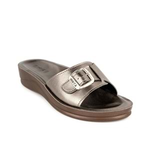 Muya Golden Anatomik Tabanlı Tokalı Kadın Terlik - Platin - 40