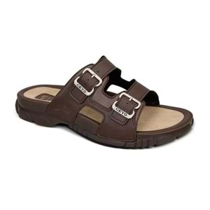 Ceyo 3200 Tam Ortopedik Çift Bantlı Erkek Terlik - Kahverengi - 42