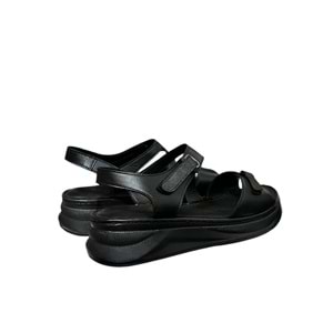 Kristal Kr.35 Anatomik Taban İçi Dışı Hakiki Deri Kalın Tabanlı Kadın Sandalet - Siyah - 40