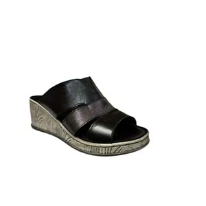 Kristal kr.40 Anatomik Taban İçi Dışı Hakiki Deri Terlik - Siyah - 38