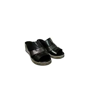 Kristal kr.40 Anatomik Taban İçi Dışı Hakiki Deri Terlik - Siyah - 38