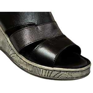 Kristal kr.40 Anatomik Taban İçi Dışı Hakiki Deri Terlik - Siyah - 38