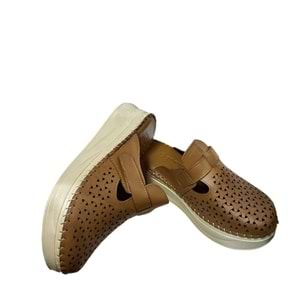 Kristal Kr.45 Anatomik Taban İçi Dışı Hakiki Deri Önü Kapalı Kadın Terlik - Taba - 36