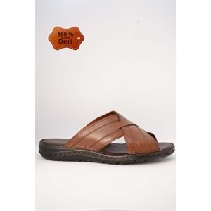 Kristal Kr.97 Anatomik Taban Hakiki Deri Erkek Terlik - Taba - 40