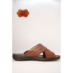 Kristal Kr.97 Anatomik Taban Hakiki Deri Erkek Terlik - Taba - 40