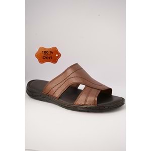 Kristal Kr.98 Anatomik Taban Hakiki Deri Erkek Terlik - Taba - 40