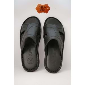 Kristal Kr.98 Anatomik Taban Hakiki Deri Erkek Terlik - Siyah - 40