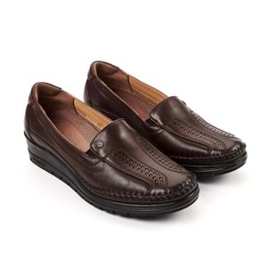 Forelli Moriza Tam Ortopedik İçi Dışı Hakiki Deri Geniş Kalıp Kadın Ayakkabı - Kahverengi - 39