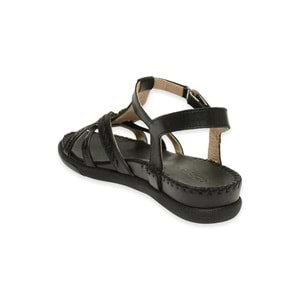 Forellı Lupın-G Tam Ortopedik İçi Dışı Hakiki Deri Kadın Sandalet - Siyah - 40