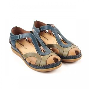 Forellı Sally-G Tam Ortopedik İçi Dışı Hakiki Deri Kadın Sandalet - Mavijean - 40