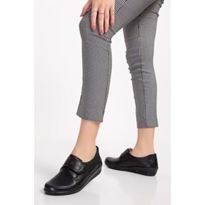 Dia 003 Diyabetik Şeker Hastaları İçin İçi Dışı Hakiki Deri Kadın Ayakkabı - 003 - Siyah - 40