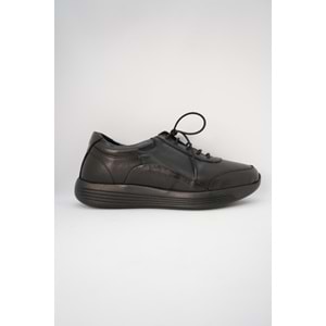 Forex Tam Ortopedik İçi Dışı Hakiki Deri Lastikli Kadın Ayakkabı - Siyah - 39