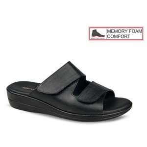 Ceyo 9863-10 Tam Ortopedik Çift Bantlı Kadın Terlik - Siyah - 40