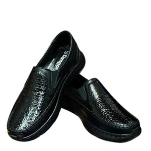 Kristal Dim.1212 Tam Ortopedik İçi Dışı Hakiki Deri Ekstra Hafif Rugan Kadın Ayakkabı - Siyah - 36