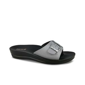 Ceyo Minerva Tokalı Tam Ortopedik Kadın Terlik - Platin - 38