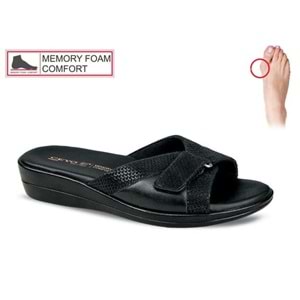 Ceyo 9863-7 Tam Ortopedik Hafızalı Taban Kadın Terlik - Siyah - 40