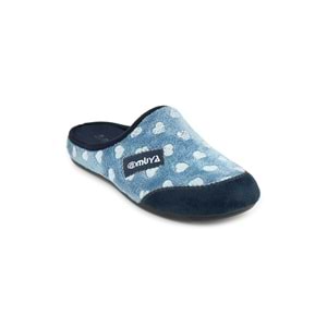 Muya Kasi Ortopedik Taban Kapalı Kışlık Kadın Ev Terliği - Mavi - 40