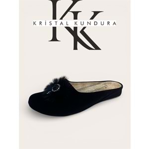 Kristal Anatomik Taban Şık Kadın Ev Terliği - Siyah - 37