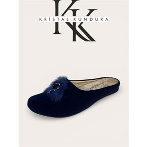 Kristal Anatomik Taban Şık Kadın Ev Terliği - lacivert - 40