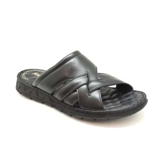 Forex 51242 Hakiki Deri Ortopedik Masaj Tabanlı Erkek Terliği - Siyah - 40