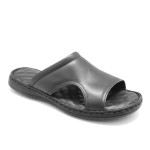 Forex 50942 Hakiki Deri Ortopedik Masaj Tabanlı Erkek Terliği - Siyah - 40