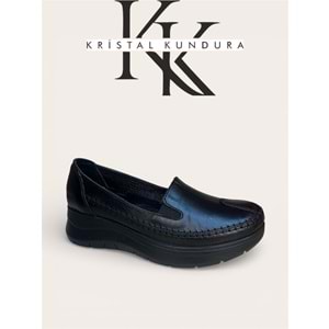 Bio.1048 Tam Ortopedik İçi Dışı Hakiki Deri Kadın Ayakkabı - Siyah - 40