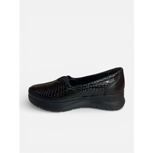 Kristal Bio.1044 Tam Ortopedik İçi Dışı Hakiki Deri Rugan Şık Kadın Ayakkabısı - Siyah - 38