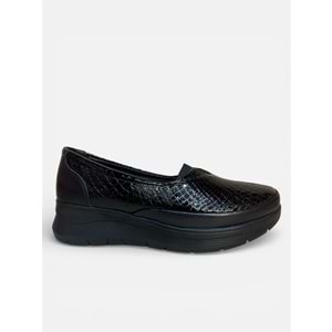 Kristal Bio.1044 Tam Ortopedik İçi Dışı Hakiki Deri Rugan Şık Kadın Ayakkabısı - Siyah - 38