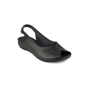 muya knotted tam ortopedik kadın sandalet - Siyah - 38