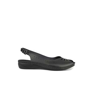 muya knotted tam ortopedik kadın sandalet - Siyah - 38