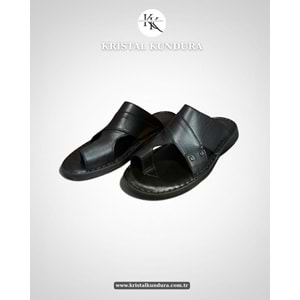 Kristal Kr.334 Tam Ortopedik Hakiki Deri Yumuşak Tabanlı Erkek Terlik - Siyah - 41