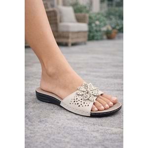 Carla Verde Tam Ortopedik Kadın Terlik - Carla Verde - 5780.56 - Bej - 40