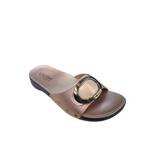 Carla Verde Tam Ortopedik Tokalı Kadın Terlik - Carla Verde - MN0105.50 - Altın - 40