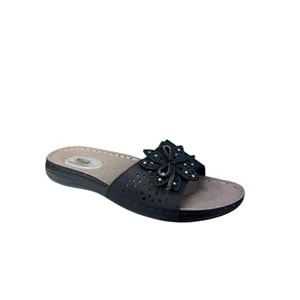 Carla Verde Tam Ortopedik Çiçekli Jelli Kadın Terlik - Carla Verde - 5780.50 - Siyah - 36