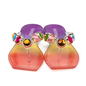 Kristal En-J9001 Kadın Yazlık Parmak Arası Terlik Kaymaz Taban Plaj Havuz Deniz Terliği - Kristal - En-J9001 - Gökkuşağı - 36