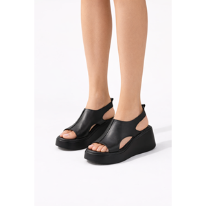 Kristal Bel.1719 Hakiki Deri Kadın Sandalet - Kristal - Bel.1719 - Siyah - 40